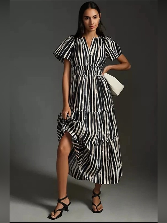 Anthropologie Dresses & Skirts - Anthropologie The Somerset Black Maxi Dress Cotton Tiered Carbon, Size 2x